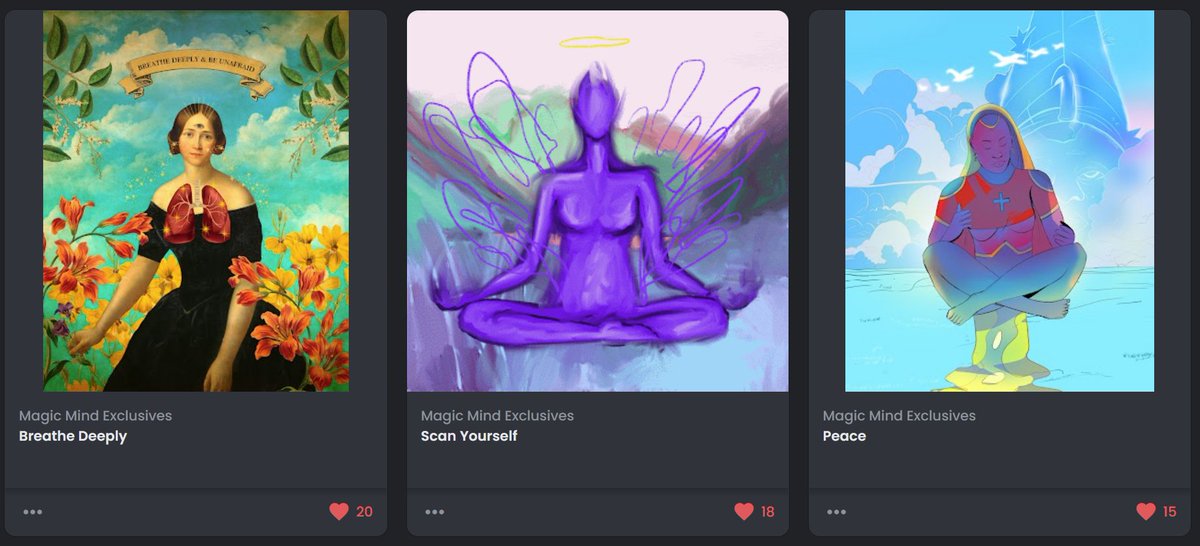 susanjeanart's tweet photo. LOVE my newest airdrop gifts from @AllAroundArtsy's @MagicMindNFT collection by the Week 2 grant artists @didaktilo, @jolenecasko & @therealJayarts!! Who else is in the Magic Mind fam?!!ππ¨πβοΈ
#magicmindfollowmagicmind #magicmindnft https://t.co/EnTVsmjXiM