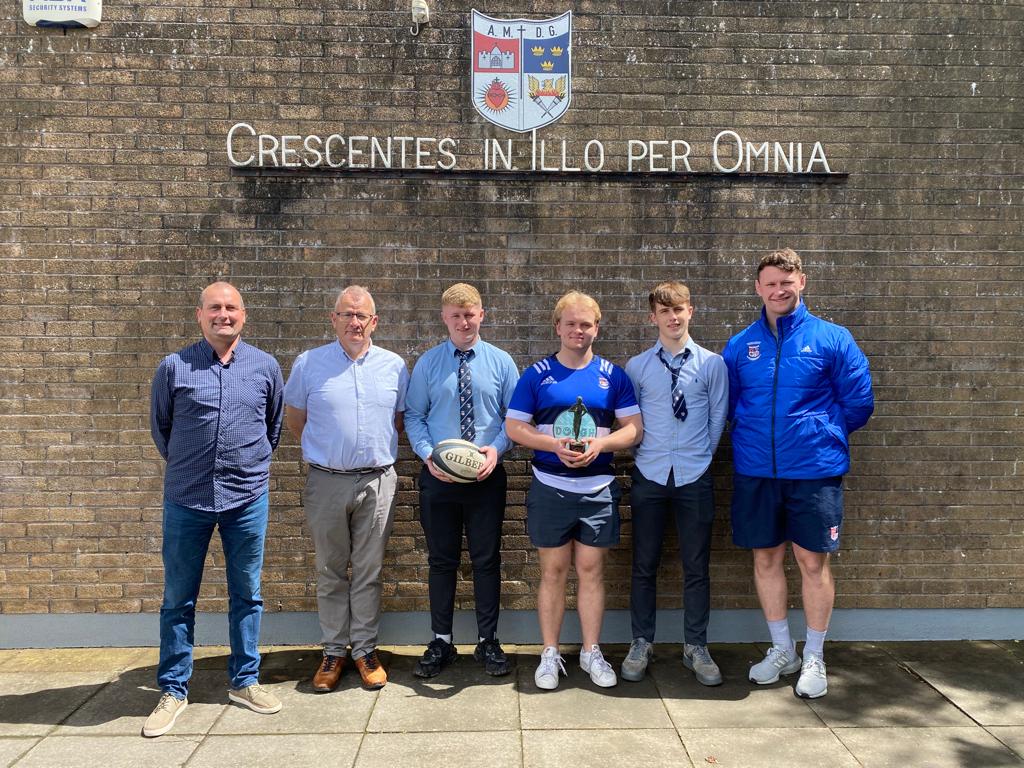 SjCrescent's tweet photo. Well done to all our players,coaches and sponsors @gearoidlyons13 &amp; O'Sullivans Pharmacy as Crescent was announced as Munster Rugby School of the year for 2022! https://t.co/JqPQqyLzHh