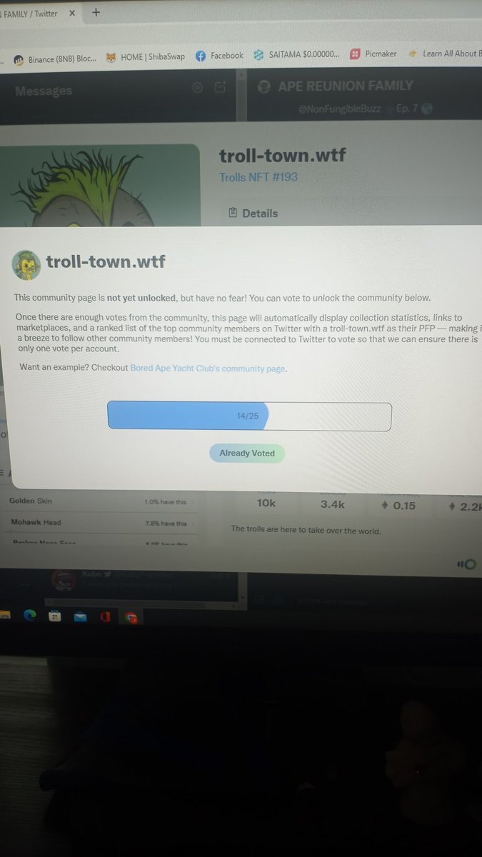 Come on <a href="/troll_town_wtf/">Trolltown.wtf</a> community.  . Let's get <a href="/nftinspect/">Inspect DAO</a> unlocked. Only need 11 more votes. <a href="/AngelSkinny216/">Angel Mckenney</a> @Clearing_Karma