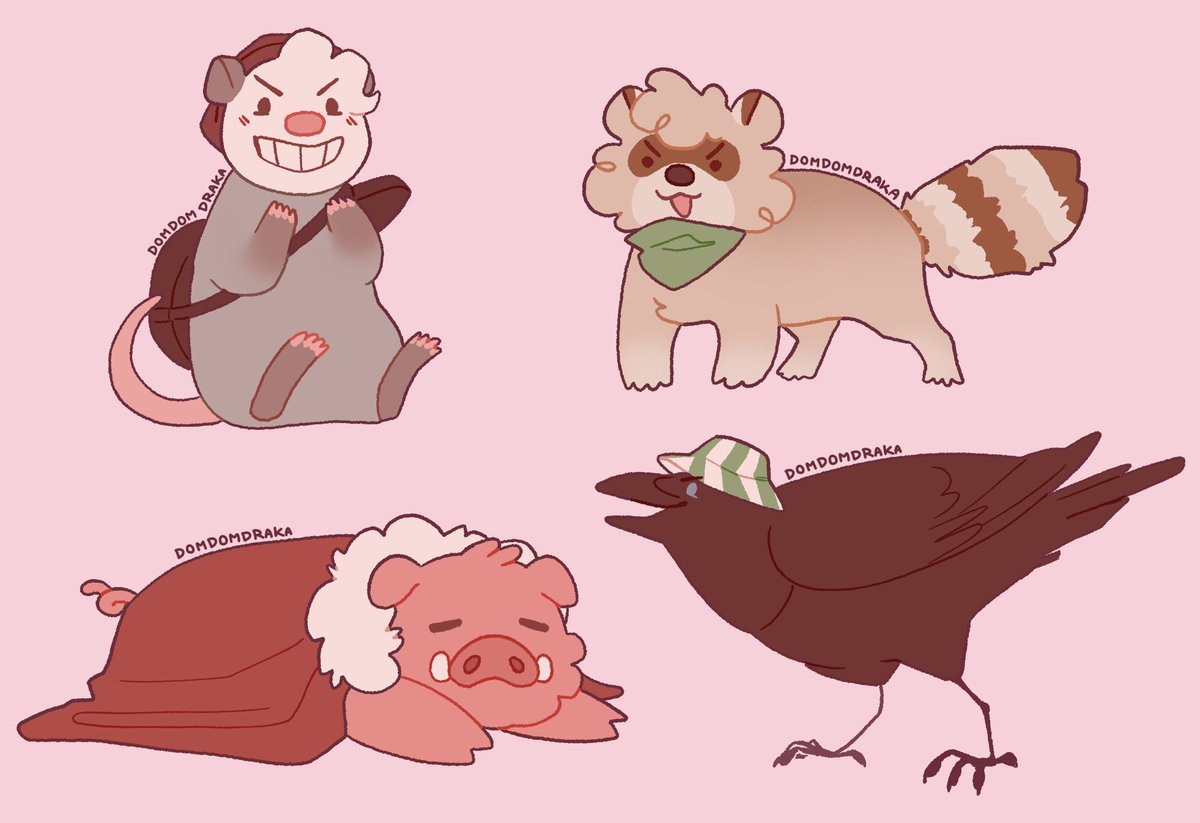DomdomDraka's tweet photo. IF by my birthday (27th of June) we hit over 3K followers, i will draw anyone who replies (and consider following?👀) a custom raccoon, crow, opossum OR a piggy!!!
(just one per person tho lol)
you can comment what color, accessories etc! and of course which animal https://t.co/MAt4UCNeuK
