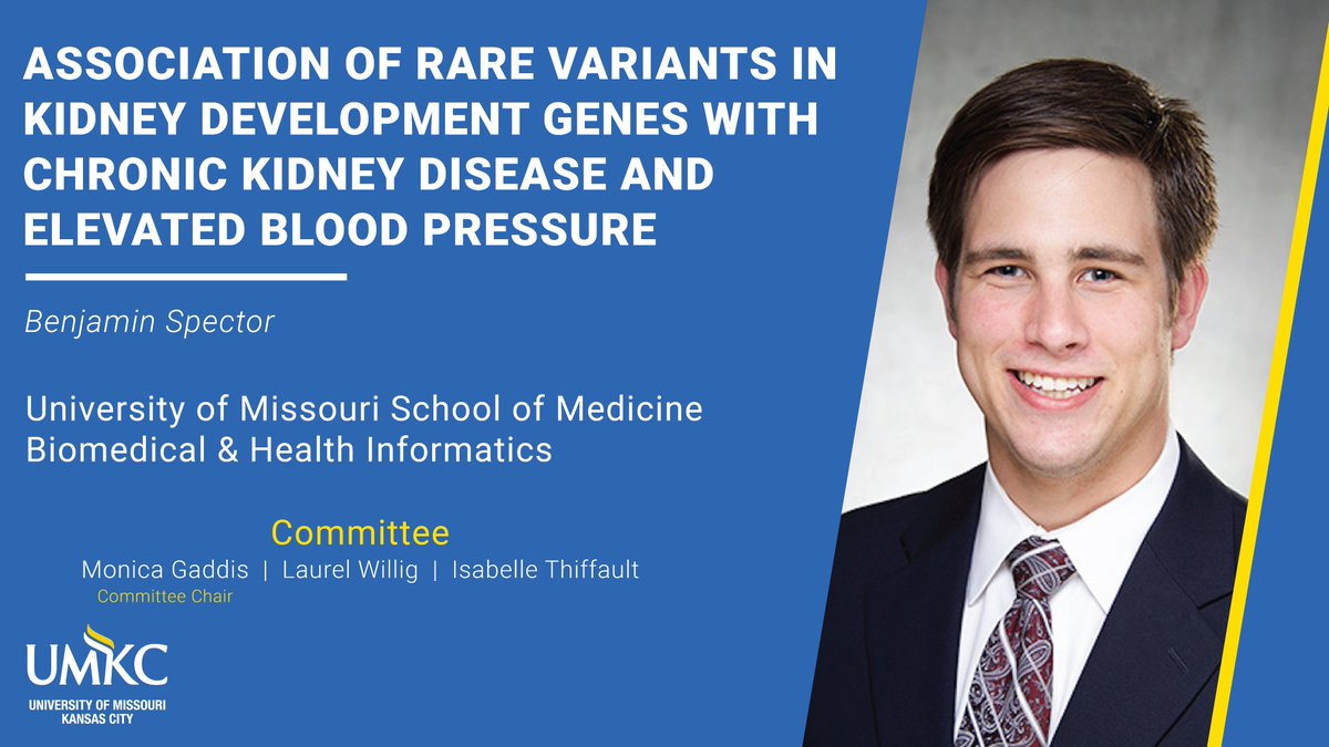 Congratulations to @BenSpectorMD for completing his Thesis Defense.

Dr. Spector's presentation was thorough and provided impressive data on rare variants that can be associated in kidney development genes with chronic kidney disease and elevated blood pressure.
