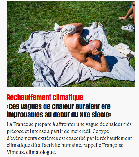Laury_anne's tweet image. Coucou @libe je crois que vous avez une grosse erreur d'iconographie sur votre site. 

La #canicule, ce n'est pas des gens qui se prélassent au parc. 

C'est des morts, c'est la crise agricole, la sécheresse. 

Pourriez-vous changer ? Merci :)