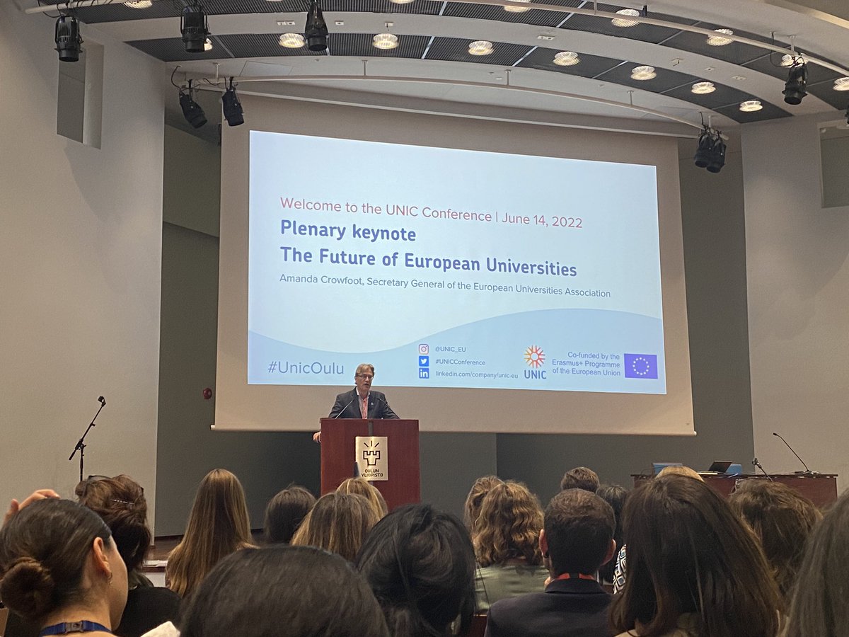 UNIC_RUB's tweet photo. @EdBrinksmaEUR welcomes @malmouni and #unilodz as new members in the opening speech at the second #UNICconference @UniOulu. Happy to have you within the @UNIC_EU family! https://t.co/9OSVwneJ0b