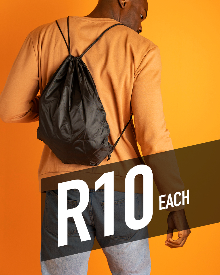 Keep all your active essentials together in our polyester drawstring bag.

Assorted styles & colours to choose from. 
👉 Take 1 for R10 or 2 for R15 🔥

💃 Instore deals here ➡️ bit.ly/3O2FcnS  

#InstaStyle #Jamminstyle #FashionForLess  #DrawStringBag #Bags #Take2Promo