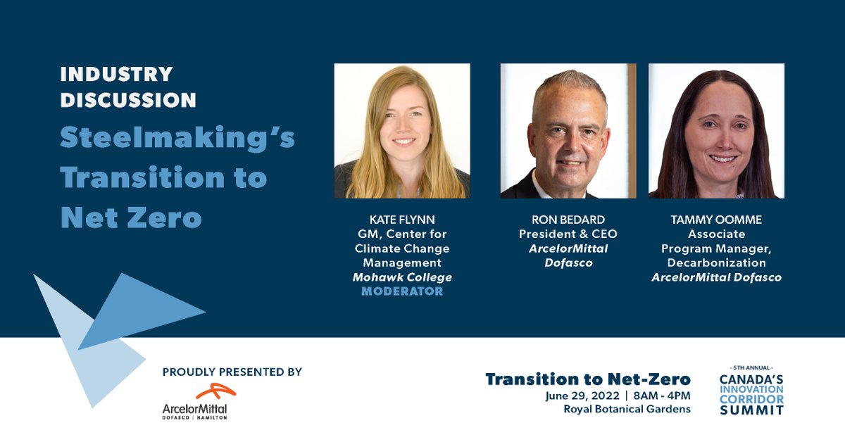 hamiltonchamber's tweet image. Hear from @ArcelorMittal_D at their Industry Discussion on Steelmaking's Transition to Net-Zero.

Moderator Kate Flynn @CCCMatMohawk will chat with Ron Bedard, President &amp;amp; CEO and Tammy Oommen, Assoc Program Mgr of the Decarbonization Program.

Learn more: corridorsummit.ca/agenda