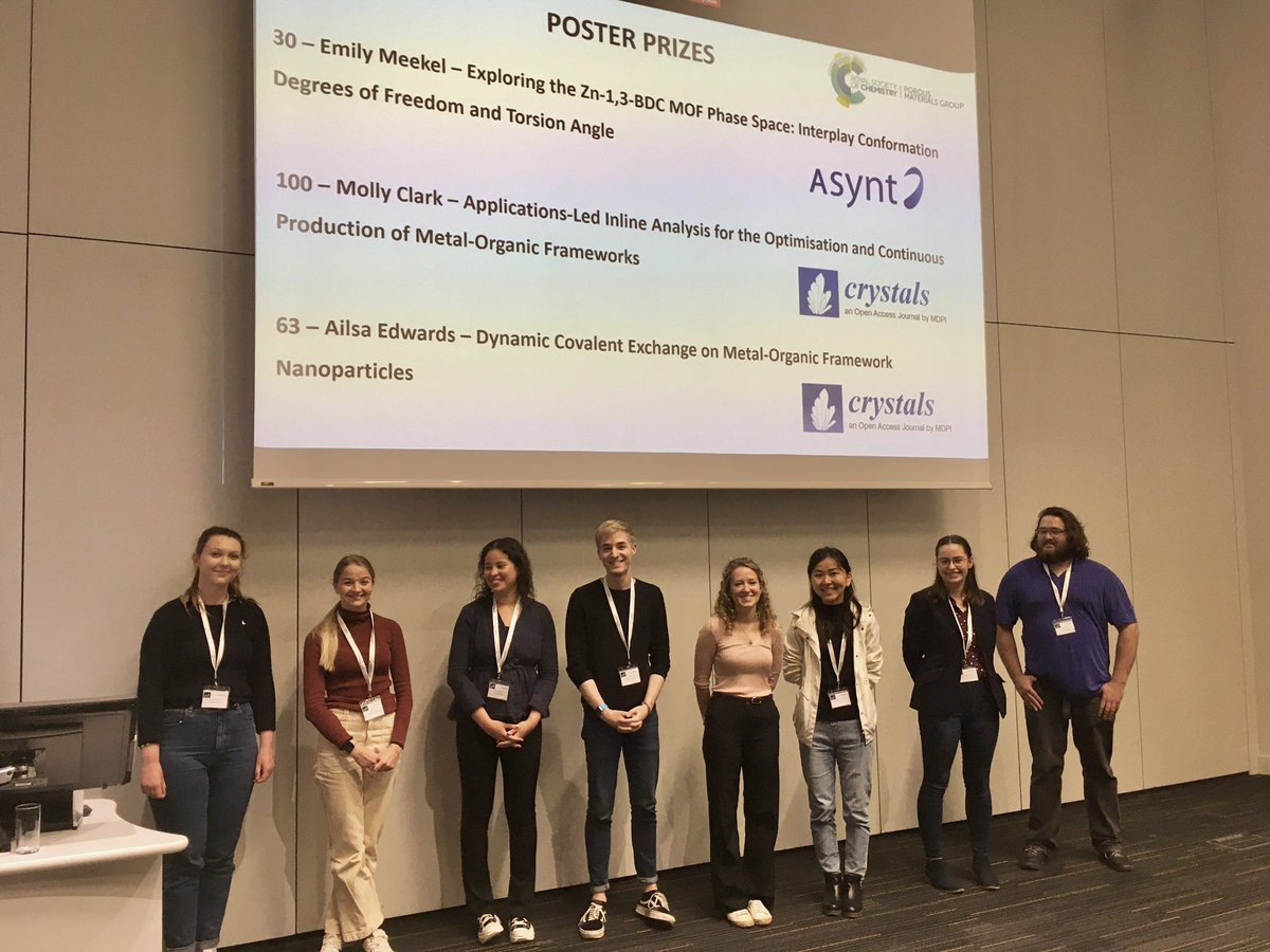Congratulations to all our poster prize winners and thanks to @asynt, <a href="/Fluorochem/">Fluorochem Ltd</a>, <a href="/DaltonTrans/">DaltonTransactions</a>, <a href="/RSC_MolEng/">MSDE journal</a>, <a href="/CrystEngComm/">CrystEngComm</a>, <a href="/Crystals_MDPI/">Crystals MDPI</a> and Materials Advances for sponsoring the prizes!