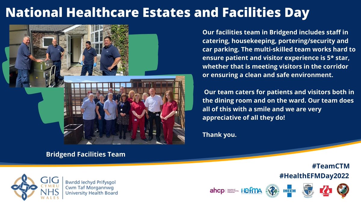 CwmTafMorgannwg's tweet photo. Here is our Bridgend Facilities Team β Thank you for all that you do! #TeamCTM #CTMAtOurBest #HealthEFMDay https://t.co/6DZ2BhJjRq
