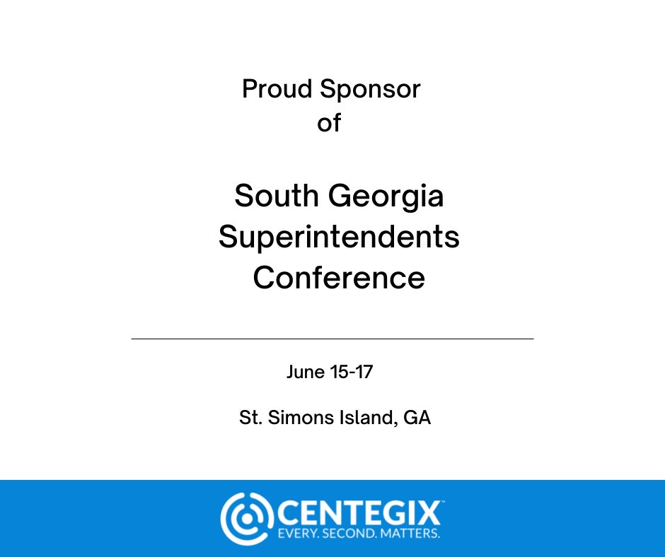 _CentegixOLD's tweet photo. We’re proud to be a sponsor of the South Georgia Superintendents conference June 15-17th at St. Simons Island.
#pushbuttonhelpcomes #schoolsafety https://t.co/8rdqMtXVCH