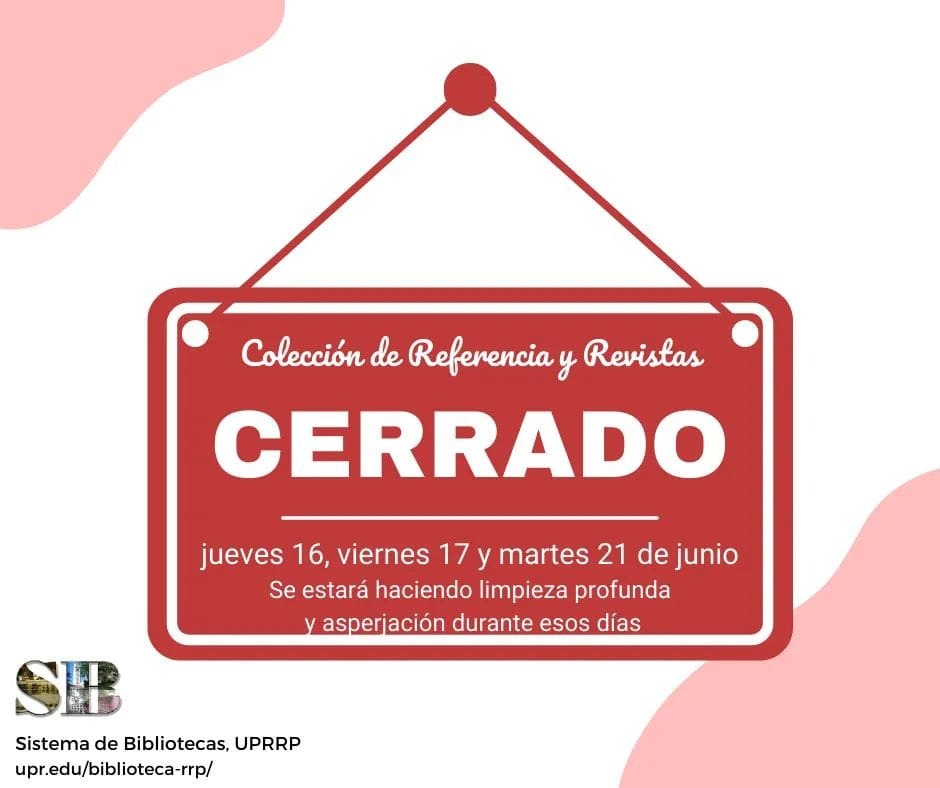 RedGraduada's tweet photo. Esta semana inician las labores de limpieza en el edificio de la Lázaro. El 16,17 y 21 van a limpiar en Referencia y Revistas, pero las demás áreas del edificio estarán abiertas al público.

#RedGraduada #tuRed #LaRedTeResuelve #iupi #uprrp #graduatestudents #graduados #degi https://t.co/ApdKuE2fva