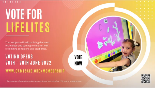 UbisoftLondon's tweet photo. If you work in the UK games industry, sign up to @GamesAid and vote today for @LifelitesOrg, who provide #magicaltechnology for children using hospice services across the British Isles, helping them communicate, interact and play!

Sign up for free today: https://t.co/xnkMzHOa6n https://t.co/dQdzZmymUL