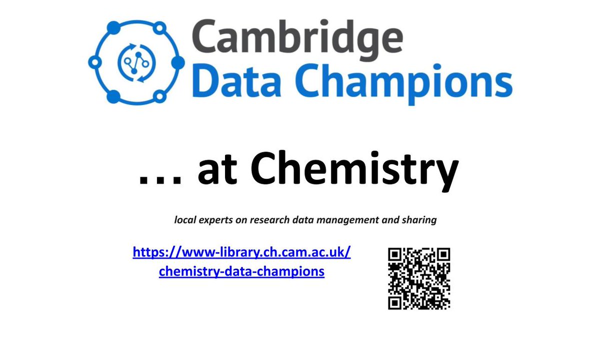 chemlibcam's tweet photo. All next week @paultgriffiths and me, Data Champions at @ChemCambridge https://t.co/mGlunWnryc, will tweet about sharing data! We’ll cover licences, repositories, @github and link to useful resources and tools to help you share your data #datachampcam #opendata #RDM @CamOpenData https://t.co/nMSLqKJnGw