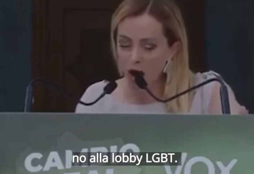 No alla lobby #lgbt, dice Giorgia Meloni. La teoria del complotto di una lobby gay che mirerebbe a sovvertire l’ordine naturale assomiglia drammaticamente ai più terribili discorsi d’odio del fascismo contro presunte “lobby ebraiche”. Alimentare paure per il consenso è criminale.