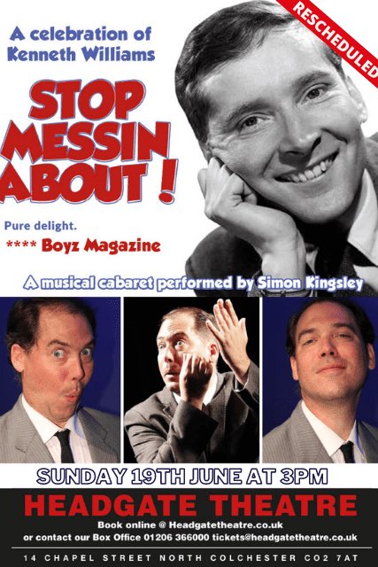 It’s this weekend! ticketsource.co.uk/headgatetheatr… @simonkingsley82 <a href="/HeadgateTheatre/">The Headgate Theatre</a> #kennethwilliams #cabaret #theatre #colchester #headgatetheatre