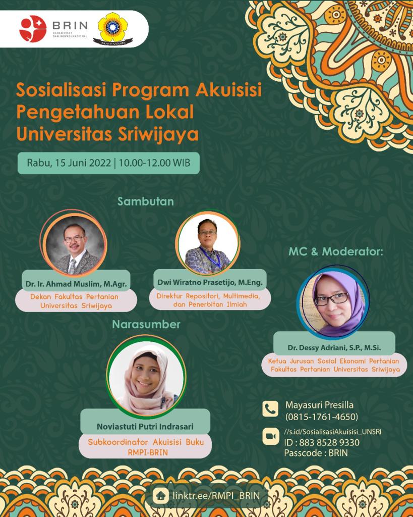 Penerbit BRIN (@penerbit_brin) on Twitter photo Halo, #KawanBRIN dan Sivitas UNSRI!
<a href="/brin_indonesia/">BRIN Indonesia</a> bekerja sama dengan <a href="/unsri/">UniversitasSriwijaya</a> menyelenggarakan Sosialisasi Program Akuisisi Pengetahuan Lokal, lo! Halo, #KawanBRIN dan Sivitas UNSRI!
<a href="/brin_indonesia/">BRIN Indonesia</a> bekerja sama dengan <a href="/unsri/">UniversitasSriwijaya</a> menyelenggarakan Sosialisasi Program Akuisisi Pengetahuan Lokal, lo!
