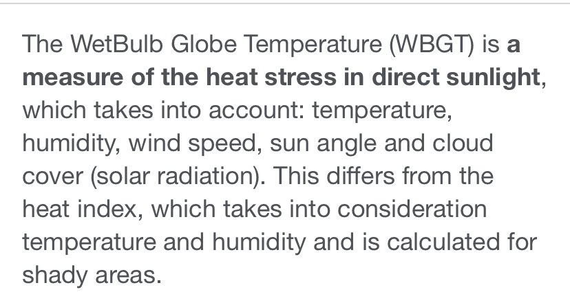 nchs_atc's tweet photo. Does your school follow the most current data? Best way to prevent heat related injuries/deaths is to use Wetbulb globe temp. NOT heat index. For our area a WBGT reading of 90 degrees (not air temp) or higher = cancel outside events. #heatwave #wbgt https://t.co/P4yDTaNYLK