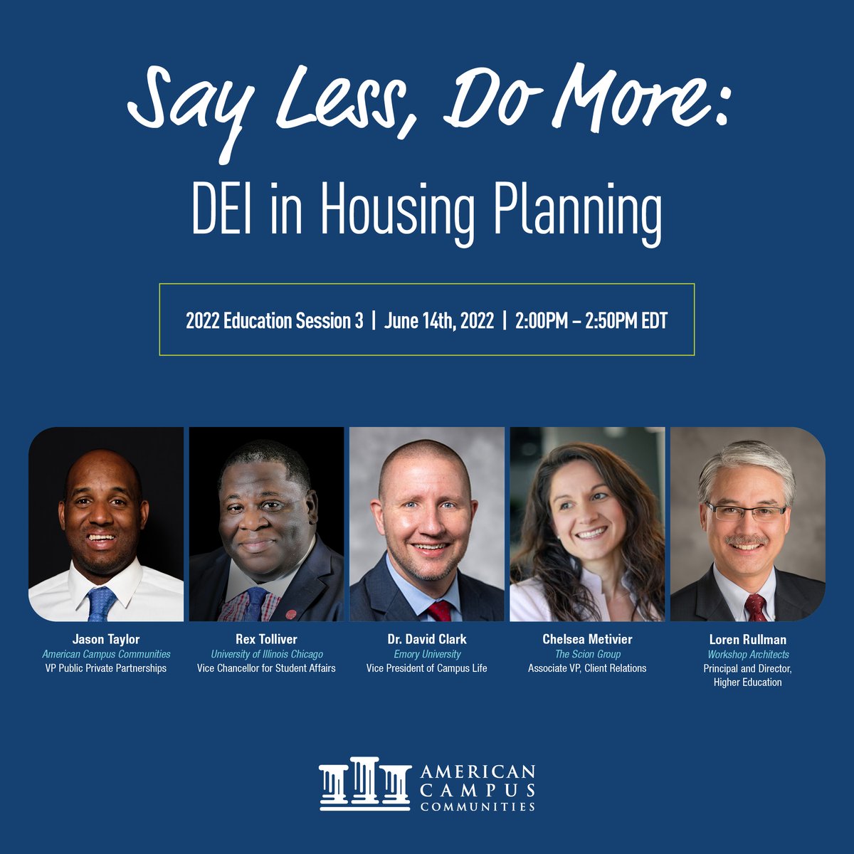 The ACC team is excited to be at the 2022 Acuho-i Conference &amp; Expo this week! Don't miss our own VP of Public Private Partnerships, Jason Taylor on a panel today to talk Diversity, Equity and Inclusion in student housing!

#driveevolution #acuhoi2022 #americancampus