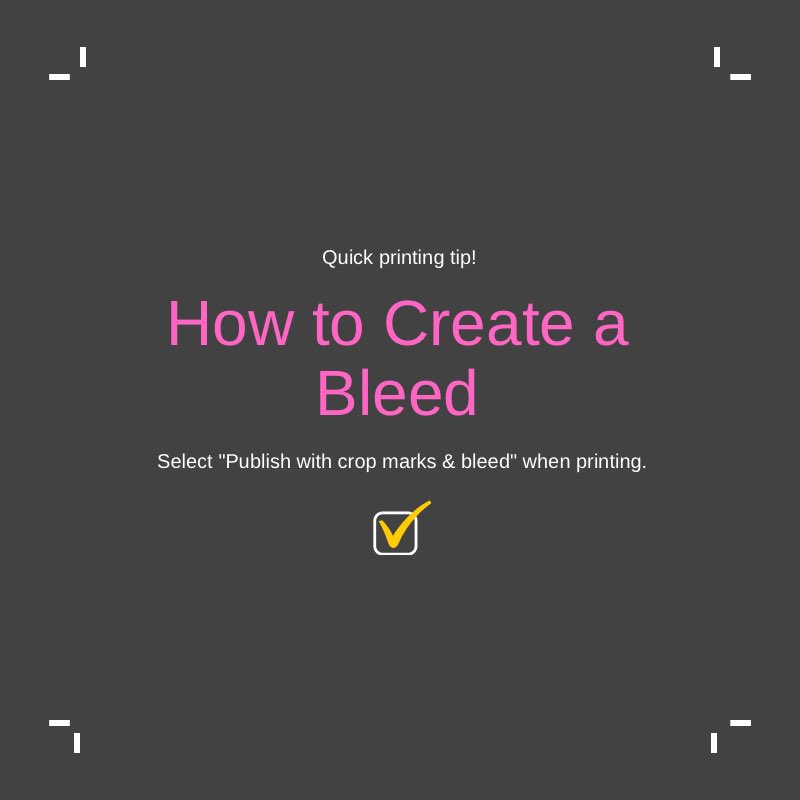 Quick printing tip! Bleeds allow you to run artwork to the edge of a page. Remember that you must use a larger paper size to allow for your bleed and bleed marks. Still confused?  Reach out to our team &amp; we can help! #graphicdesign #SmallBusiness #printing #print #businesscards
