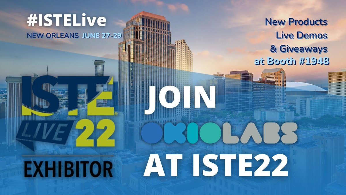 okiolabs's tweet photo. Do you know about the exciting things going on at booth 1948 during #ISTELive?🤩 #OKIOLABS is looking forward to connecting with our #OKIOFans through live demos, activities, and more! See what to expect at the link🎉
👉https://t.co/G4vcz1fk29

#ISTELive22 #EdTech #teachertwitter https://t.co/pwMW7DeOM7