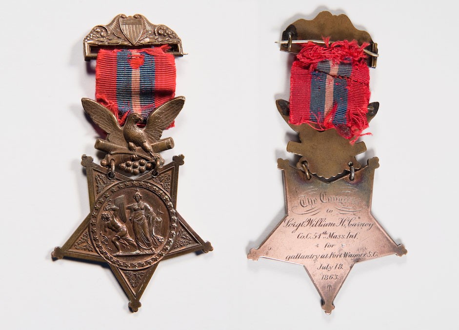 robshenk's tweet photo. "“Boys, I did but my duty; the dear old flag never touched the ground!” - On this #FlagDay we remember Sgt. William Carney, despite being wounded, carried the flag of the 54th Mass. to and from the ramparts of Battery Wagner and earned the #MedalofHonor. #flagday2022 #USArmy https://t.co/IlPI11ikdu