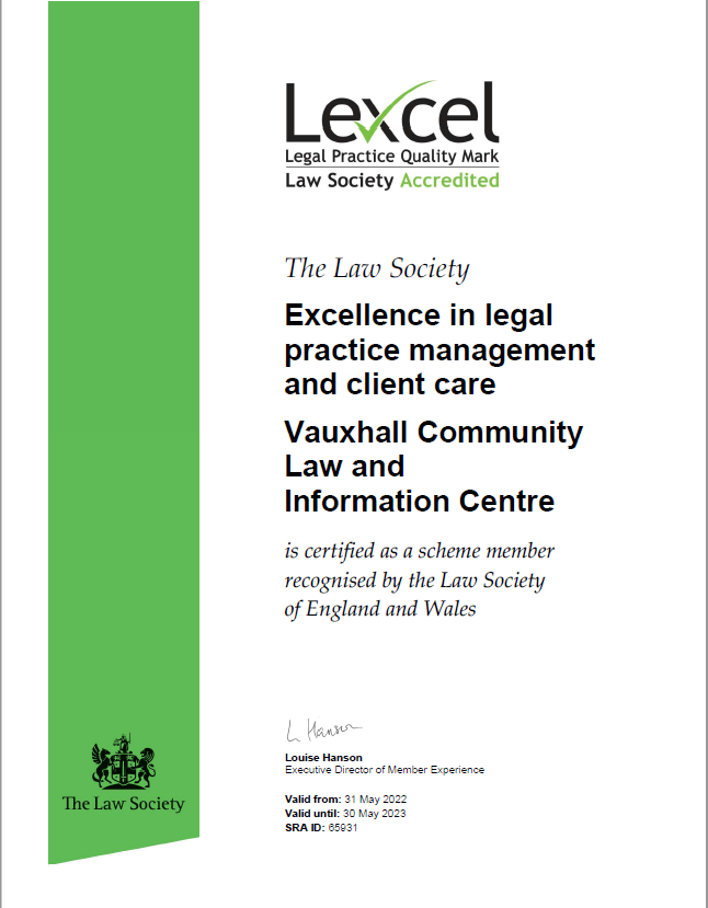 Vauxhall Law Centre tweet media