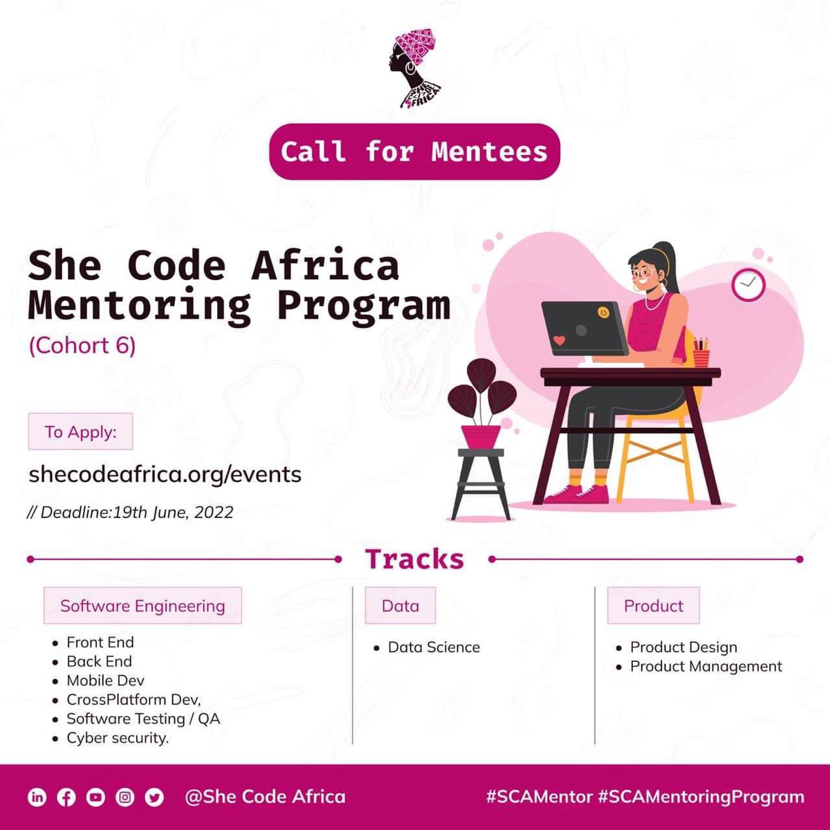 isaaczara_'s tweet photo. Applications are now open for ladies looking to get mentors on their tech journey!
Sign up to participate in the 3-months intensive Mentoring bootcamp ; She Code Africa Mentoring Program (Cohort 6)
Sign up here https://t.co/nSfvLld21N to get started!
#SCAmentees https://t.co/UEoR5R73cL