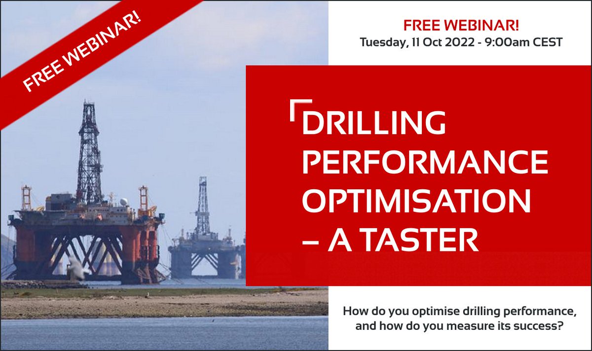 hotenergygroup's tweet photo. FREE #webinar! A taster for our new course on drilling performance optimisation, where you can find out how to optimise drilling performance & how to measure its success! Register: https://t.co/X5QNpz6BS2
#hotenergygroup #hotengineering #freewebinar #freewebinars #webinars https://t.co/z8LD5oqefR