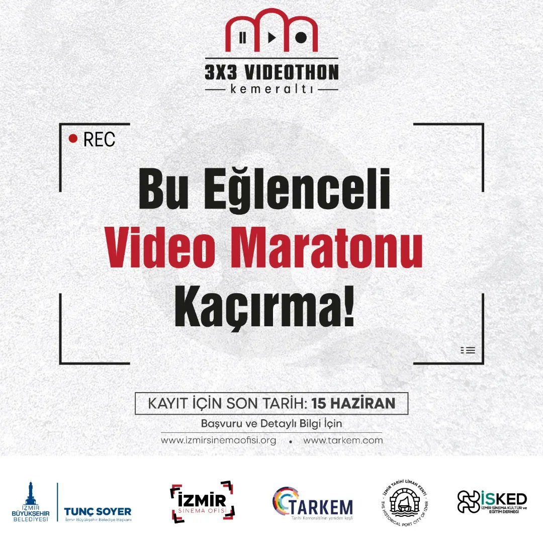 Kayıtlar devam ediyor! 😊🚀
Kayıt linki: forms.gle/Fj8Bf4UBspobih…

#3x3videothonkemeraltı #izmirsinemaofisi #tarkem #tarihikemeralti #yarışma #video #çekimalanıizmir