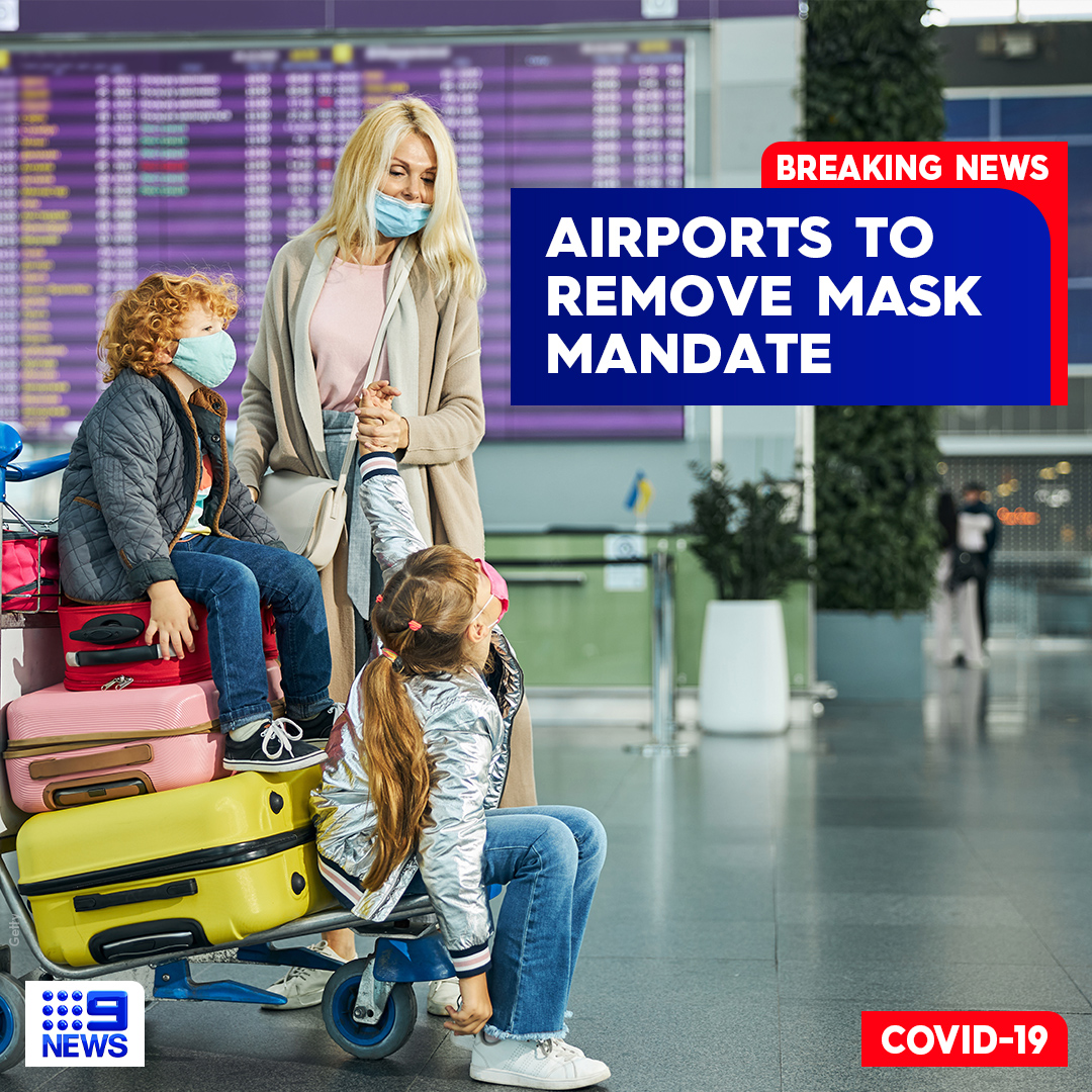 #BREAKING: Mandatory mask wearing in airport terminals will end from as early as June 18th.

Despite the change, masks will still be required on all flights. #9News
