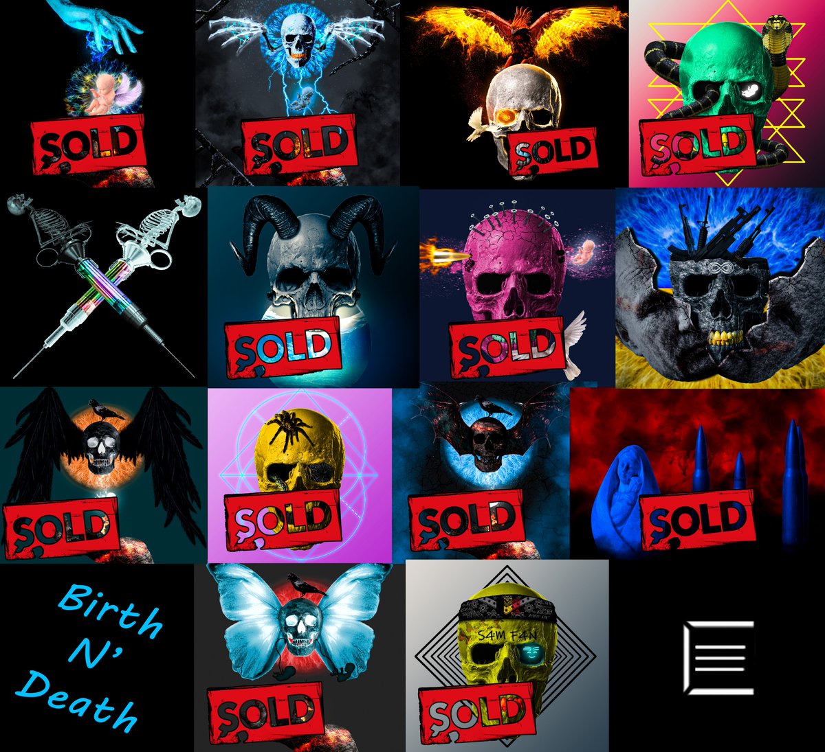 All lives are too short, some deaths are too long 🏴

🔥 Birth N' Death on <a href="/opensea/">OpenSea</a>🔥

⚠️Only 2 pieces left ⚠️

✅Floor price = 0,03 $ETH  polygon (After a week 0,05 $ETH)
✅Volume = 0.28 $ETH (2 unofficial sales)
✅12 owners
✅2/14 pieces available