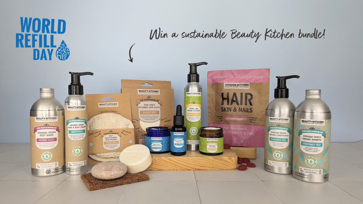 BeautyKitchen's tweet photo. #Win the ultimate #sustainable Beauty Kitchen bundle worth over £150 to celebrate #WorldRefillDay with @Refill 🌍

To enter, let us know how you are taking part in #WorldRefillDay:
♻️ Share a photo of how you choose to #Refill in the comments
♻️ Retweet this post!

Ends 19.06.22 https://t.co/vRVlkK7NJm