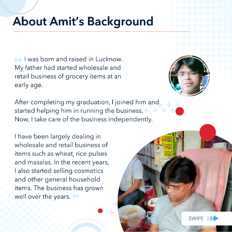 chqbook's tweet photo. Meet Amit Gupta, from Lucknow. Over the last many years, he has been gradually adopting technology to keep growing his business. His dream is to open a mini-supermarket one day.

@Chqbook is inspired by his commitment and hopes to be with him in every step of his journey.