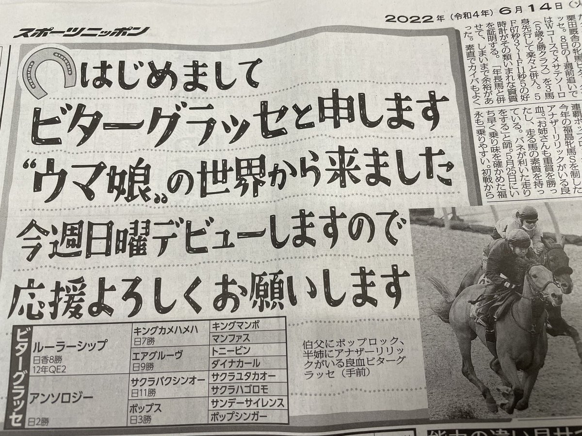 Re: [聊天] ビターグラッセ リトルココン 新馬化