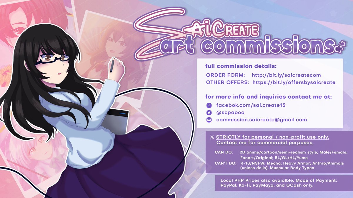 scpaooo's tweet photo. Hi. I'm open for art commissions. Below are my offers and info. Hope you can check them out, it'll be a HUUUGE help!

Shares are very much appreciated. Thank you SOOOOOOOOOO much! 💕

#art #commissions #artcommission #commissionsopen #artph https://t.co/mmaexGCCjU