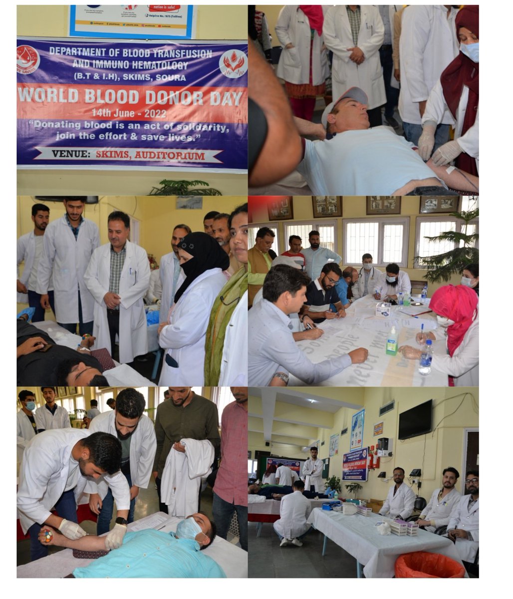 DirectorSkims's tweet photo. Blood Donation Camps Organised by SKIMS Today @OfficeOfLGJandK @ddnewsSrinagar @jkmediasocial @DailyExcelsior1 @GreaterKashmir @RisingKashmir @srinagaradmin @DDNewslive https://t.co/ovkxu7btU2