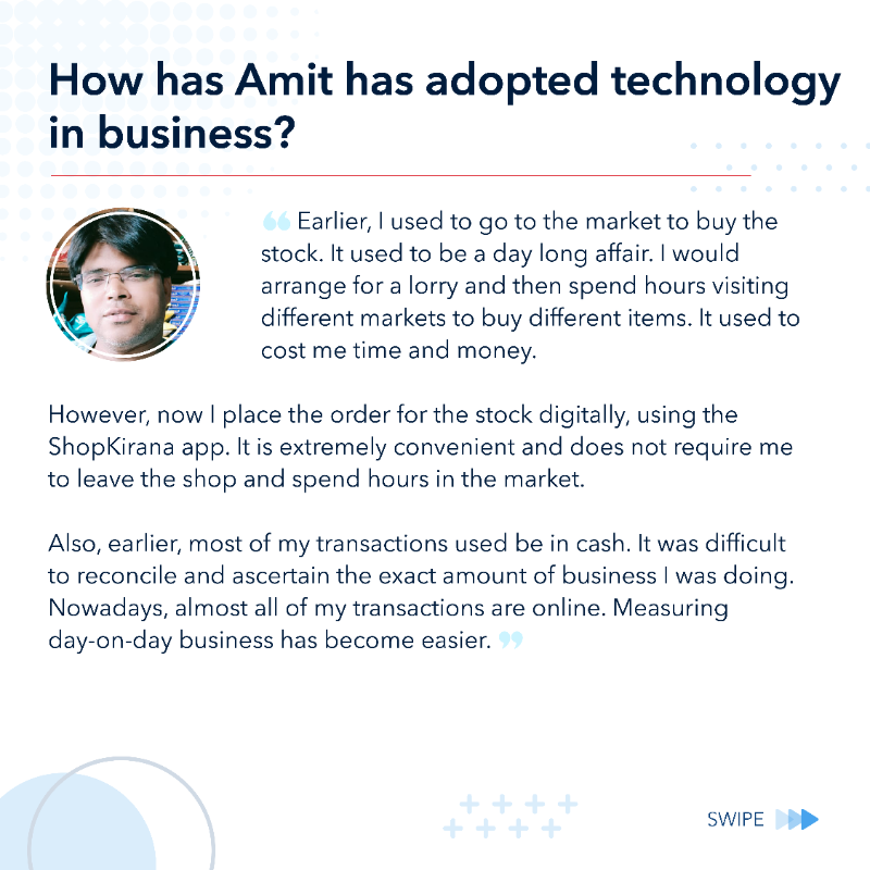 chqbook's tweet photo. Meet Amit Gupta, from Lucknow. Over the last many years, he has been gradually adopting technology to keep growing his business. His dream is to open a mini-supermarket one day.

@Chqbook is inspired by his commitment and hopes to be with him in every step of his journey.