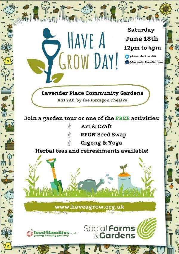 LavenderPlaceRG's tweet photo. Have a Grow Day is at Lavender Place this Saturday from 12 noon - 4pm. All welcome. Free.
π± Visit our beautiful garden
π» Art & crafts
πΏ Free yoga & qigong
#haveagrow #rdguk https://t.co/OXwb5nnipb