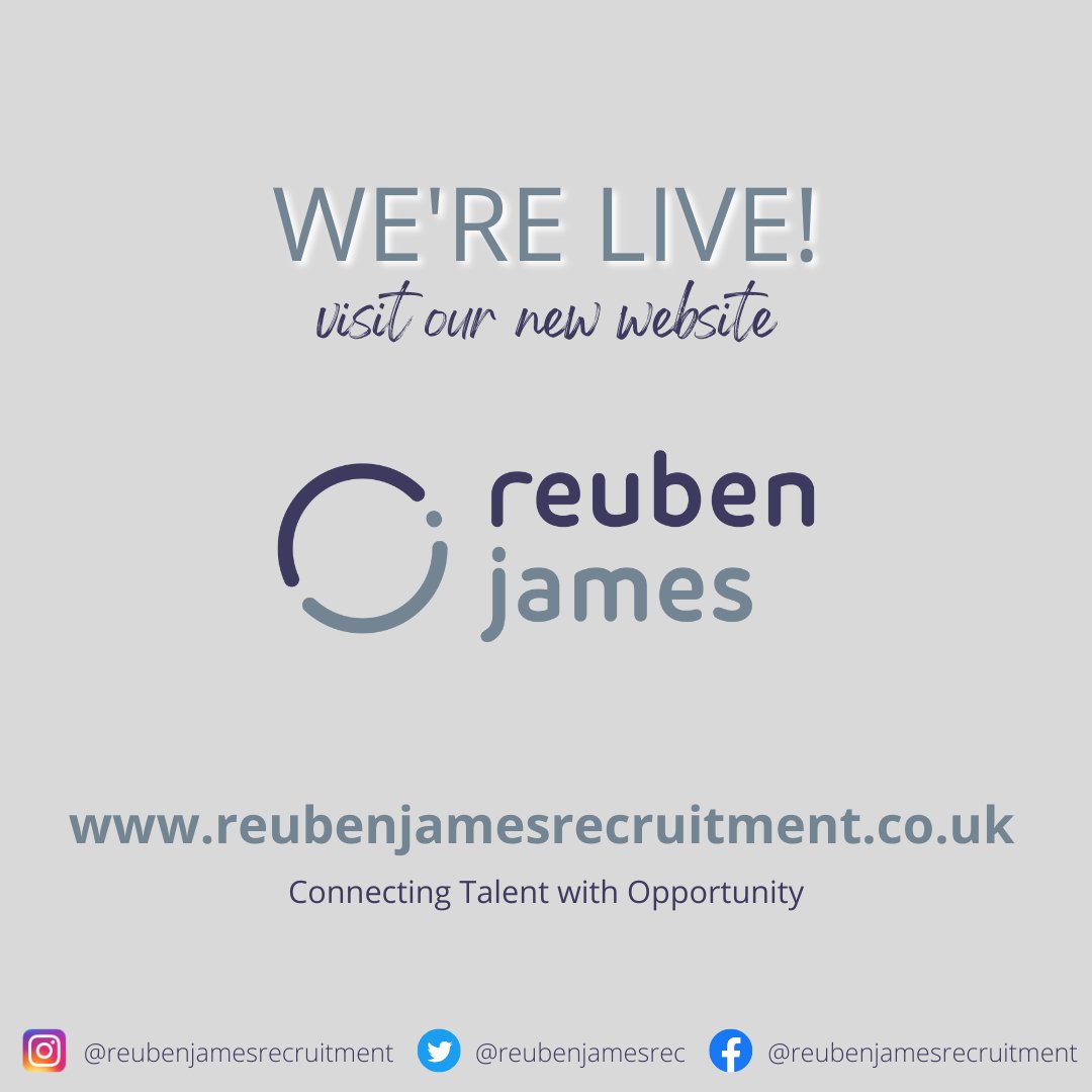 Delighted to announce after months of hard work we are FINALLY here... 

Looking forward to catching up with all of my old/existing clients &amp; candidates, and building new relationships with the new! 

07979622589
Andy@reubenjamesrecruitment.co.uk
reubenjamesrecruitment.co.uk