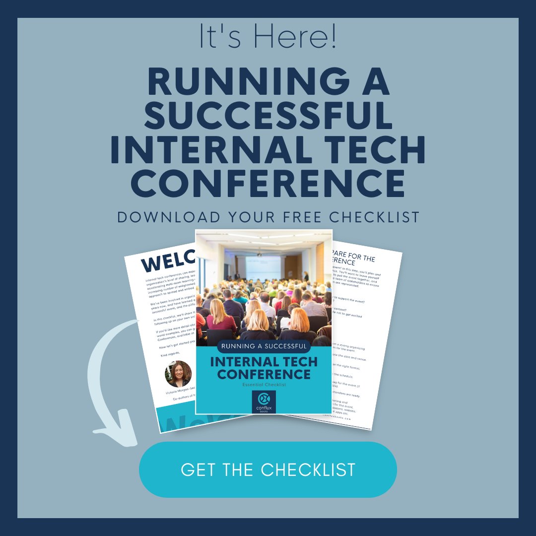ConfluxBooks's tweet image. Have you thought about running an internal tech conference?
Save time by downloading our checklist here ⬇️
resources.confluxbooks.com/conference-che…
#internaltech #checklist