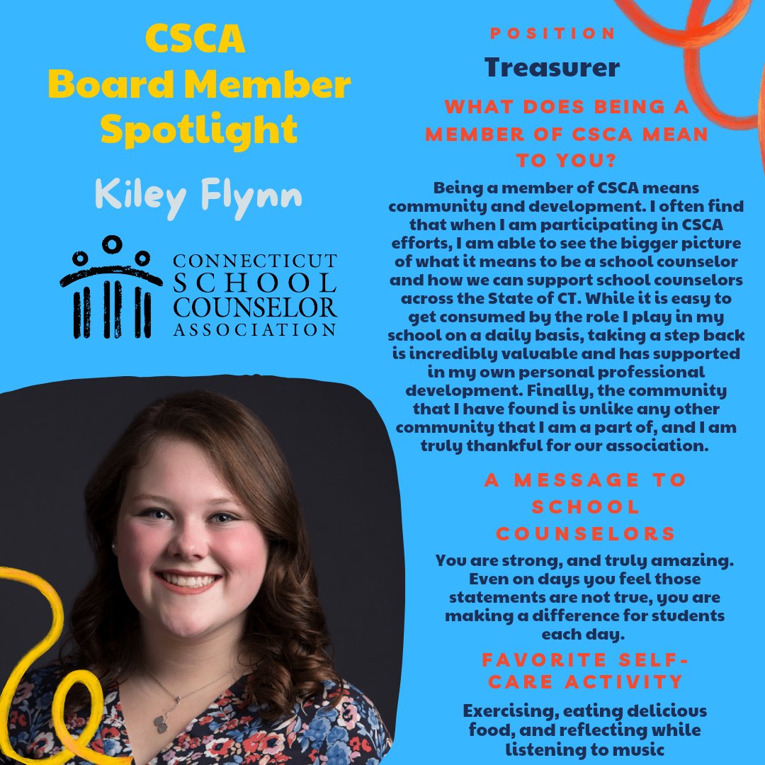 CSCA_Counseling's tweet image. @CSCA_Counseling 2021-2022 Board Member Spotlight🎇Kiley Flynn🎇Treasurer🏋️‍♀️🍽️🪞🎧🎶