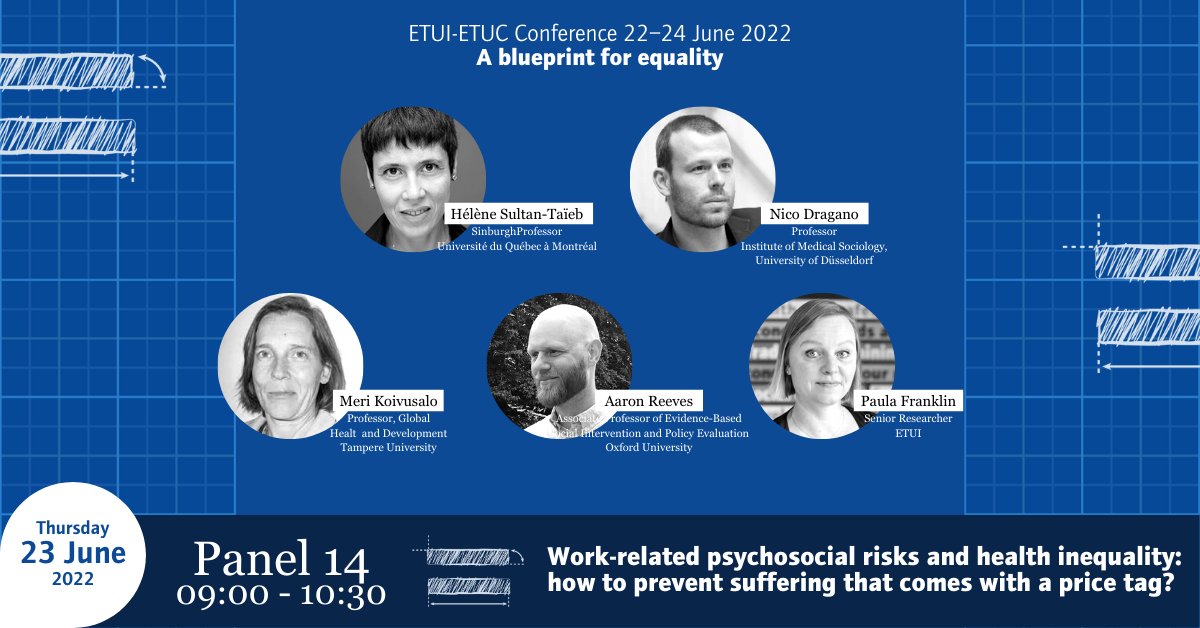 Fact: Work-related psychosocial risks cause health inequalities. They are unfair and costly - but also avoidable. 

Question: What should be done? 

Answer: Tune in on 23 June, 9am to the ETUI-ETUC conference to find out. Register here: etui.org/ZTo