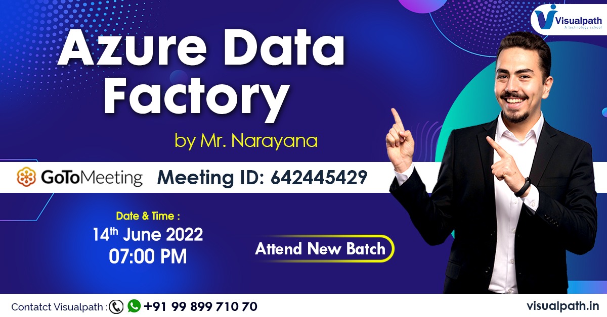 VisualpathB's tweet image. ✍️Enroll Now: bit.ly/3xnVst7
👉We are starting a New Batch on  Azure Data Factory (ADF) Online Training by Mr. Narayana 
📅Date &amp;amp;Time : 14-06-2022 @7pm  (IST).
For More Details: 
Call: +91-9989971070
🌐Visit: visualpath.in/azure-data-fac…