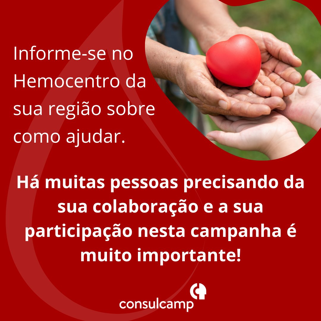 Consulcamp's tweet photo. 💉❤ Saber que cada doação ajudará várias pessoas que passam por necessidades num leito de hospital é o que nos move a engajar nesta campanha.

Participe, seja um doador! Seu gesto pode salvar vidas!

#consulcamp #junhovermelho #campanhajunhovermelho #doesangue #doaçãodesangue https://t.co/be2XgDfs1X