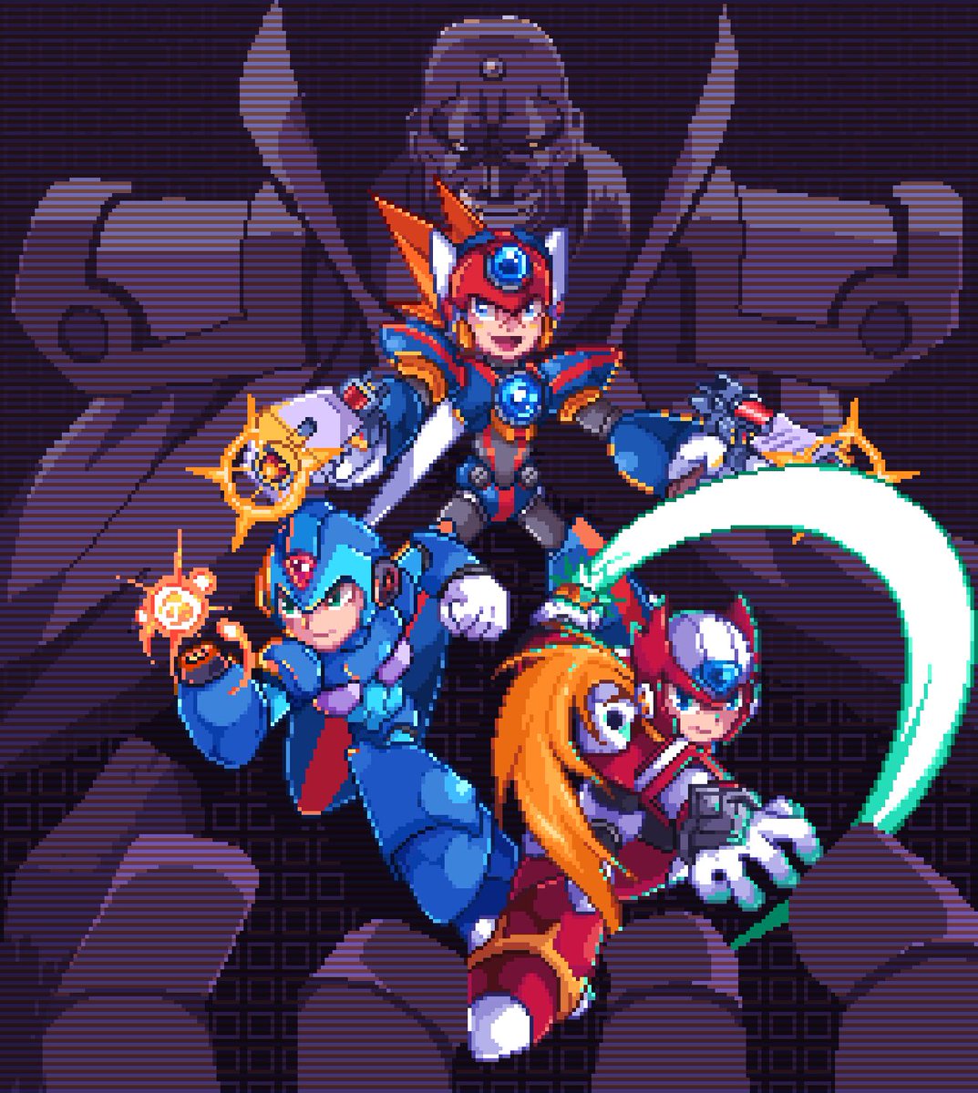 haopanyo's tweet photo. 洛克人 你這藍色混蛋
還有紅色 還有 呃 會飛的那個
#pixelart #ドット絵 #megaman #MegamanX https://t.co/hF5gzFwWA2
