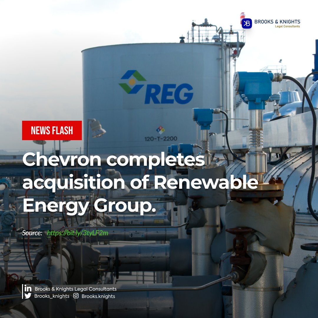 Brooks_Knights's tweet photo. Chevron said it completed its previously announced acquisition of Renewable Energy Group (REG) following approval by REG stockholders.

Chevron announced in late February that it would buy the biofuels company for $3.15 billion. https://t.co/4MP54kbNND