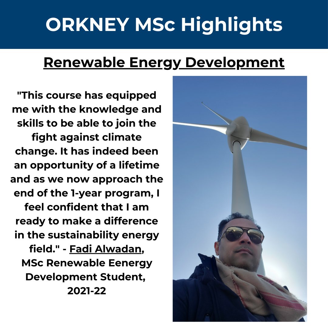 Masters in Renewable Energy Development is one of the three courses taught in the Orkney Campus of <a href="/HeriotWattUni/">Heriot-Watt University</a> .

Swipe left to discover what this course has to offer on this beautiful island campus.

<a href="/HWU_EGIS/">Heriot-Watt EGIS</a> 

#OrkneyMScHighlight
#StudyInHWUOrkney