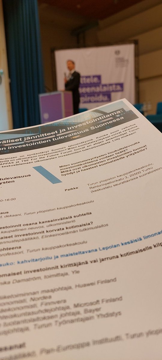 Seminaari 'Kansainväliset jännitteet ja investointilama: ulkomaisten investointien tulevaisuus Suomessa' starttaa juuri. Tärkeiden asioiden äärellä # kauppapolitiikka
