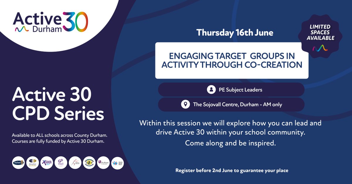 gowellwithus's tweet photo. Have you signed up for the fully funded support session on Thursday to explore how we can use co-creation to encourage more children to be active? 

Just a few places left, don't miss out! 

Book: https://t.co/JQzts6NRxu 

@EasingtonSSP @DurhamCLS_SSP #Active30Durham https://t.co/Q8r5texwFV