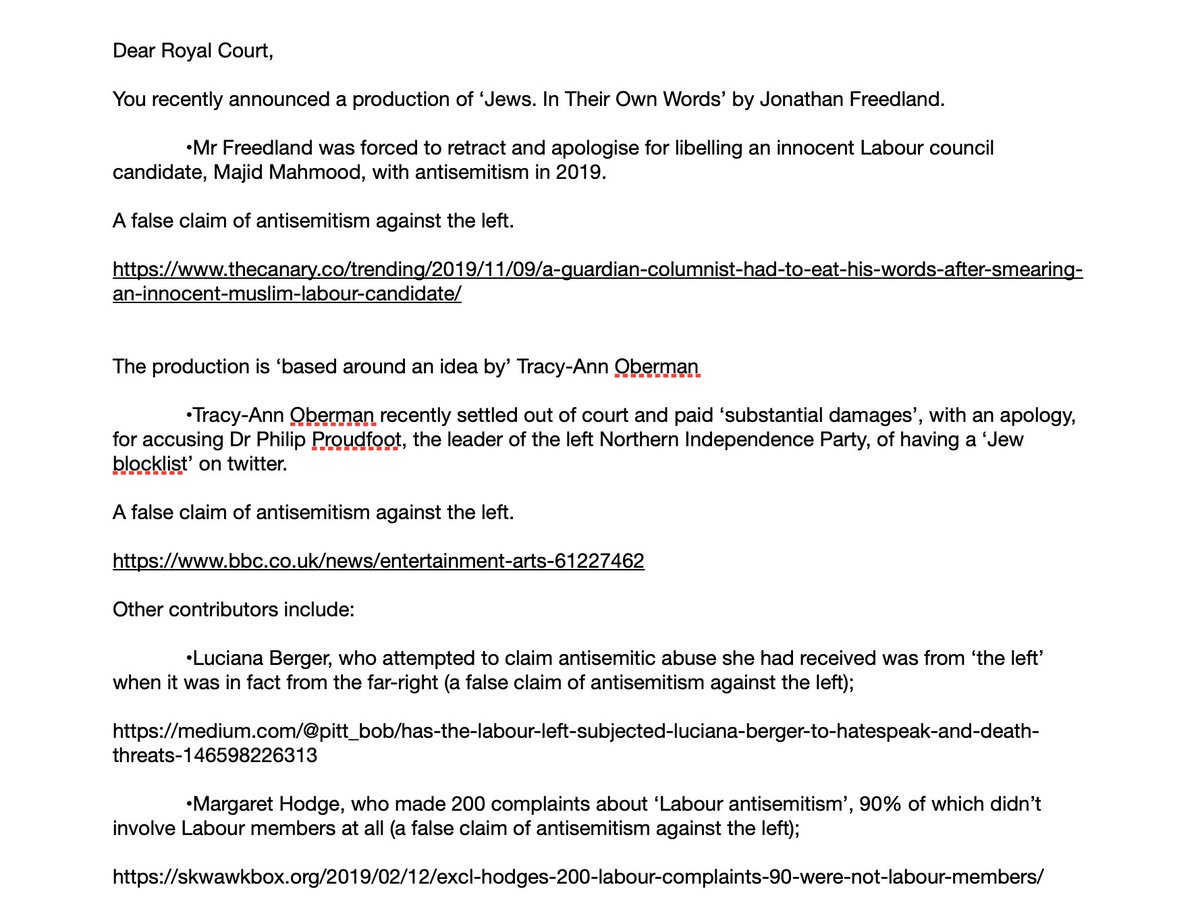 simonmaginn's tweet photo. Open letter to @royalcourt, with regard to 'Jews. In Their Own Words', by Jonathan Freedland.
#ItWasAScam https://t.co/qKSwaPBuJt