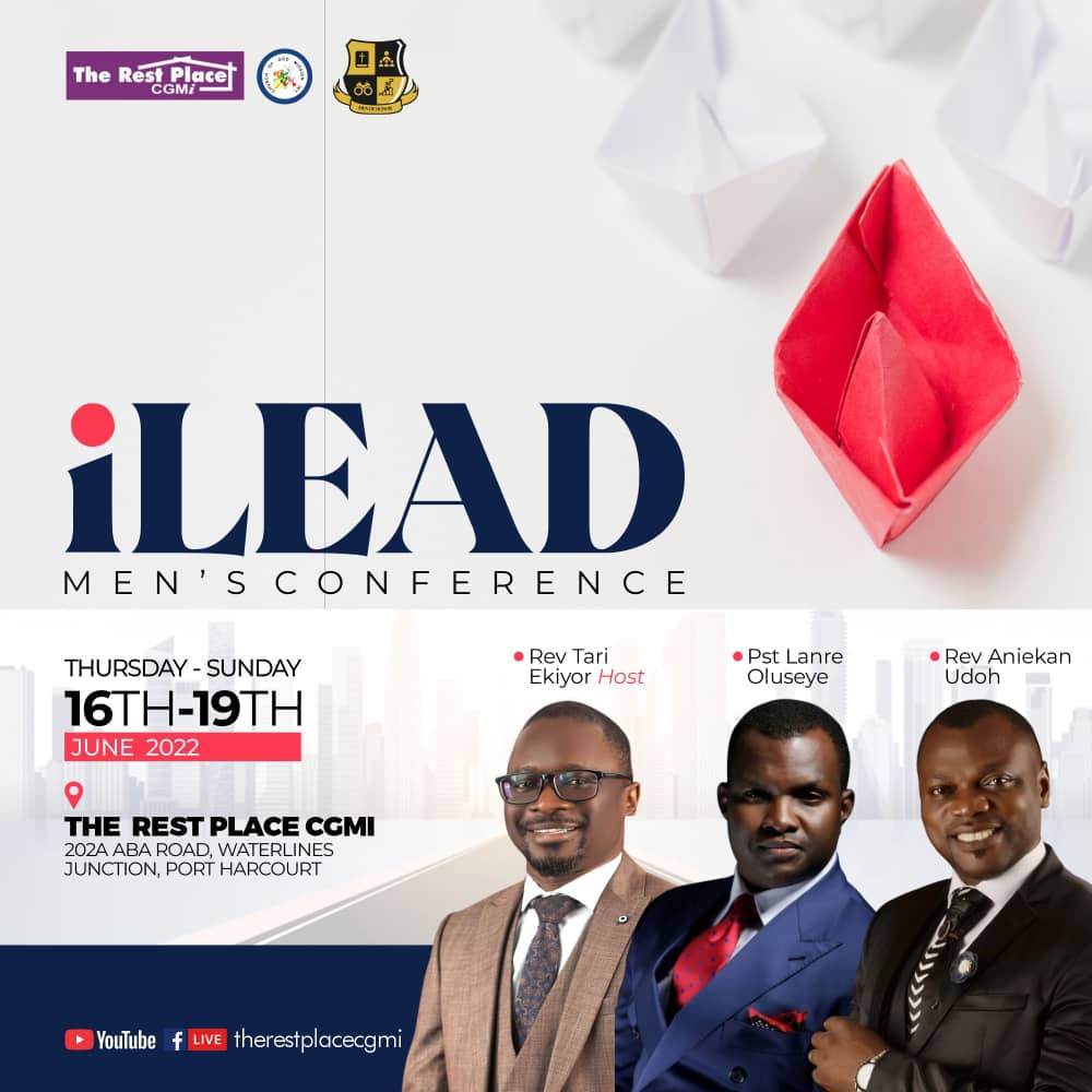 The Rest Place CGMi <a href="/RestPlaceChurch/">The Rest Place, CGMi</a> Men's Conference 

Men, let's meet here.

<a href="/PastorTariTalks/">Tari Hudson Ekiyor</a> <a href="/AniekanUdoh1973/">Aniekan Udoh</a>
<a href="/lanreoluseye/">Lanreoluseye</a>
#MoH #iLEAD