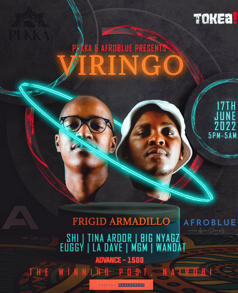 bignyagz's tweet photo. This friday - @ke_pukka &amp; @Tokeaafrica launch VIRINGO 💥🪘

Featuring @FrigidArmadillo @SaLizwi @MGM_Kenya_ @TinaArdor @Wandvt @euggy_dj #LaDave #SHI 

Get your tickets now : @ 1500 KSH advance https://t.co/hnUQj20ojq

📍: Winning Post , Nairobi. https://t.co/97DuzPE4pV